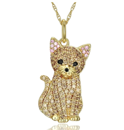 Dije + Cadena Gato dorado