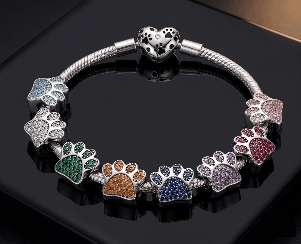 Charm huella diferentes colores de circonitas