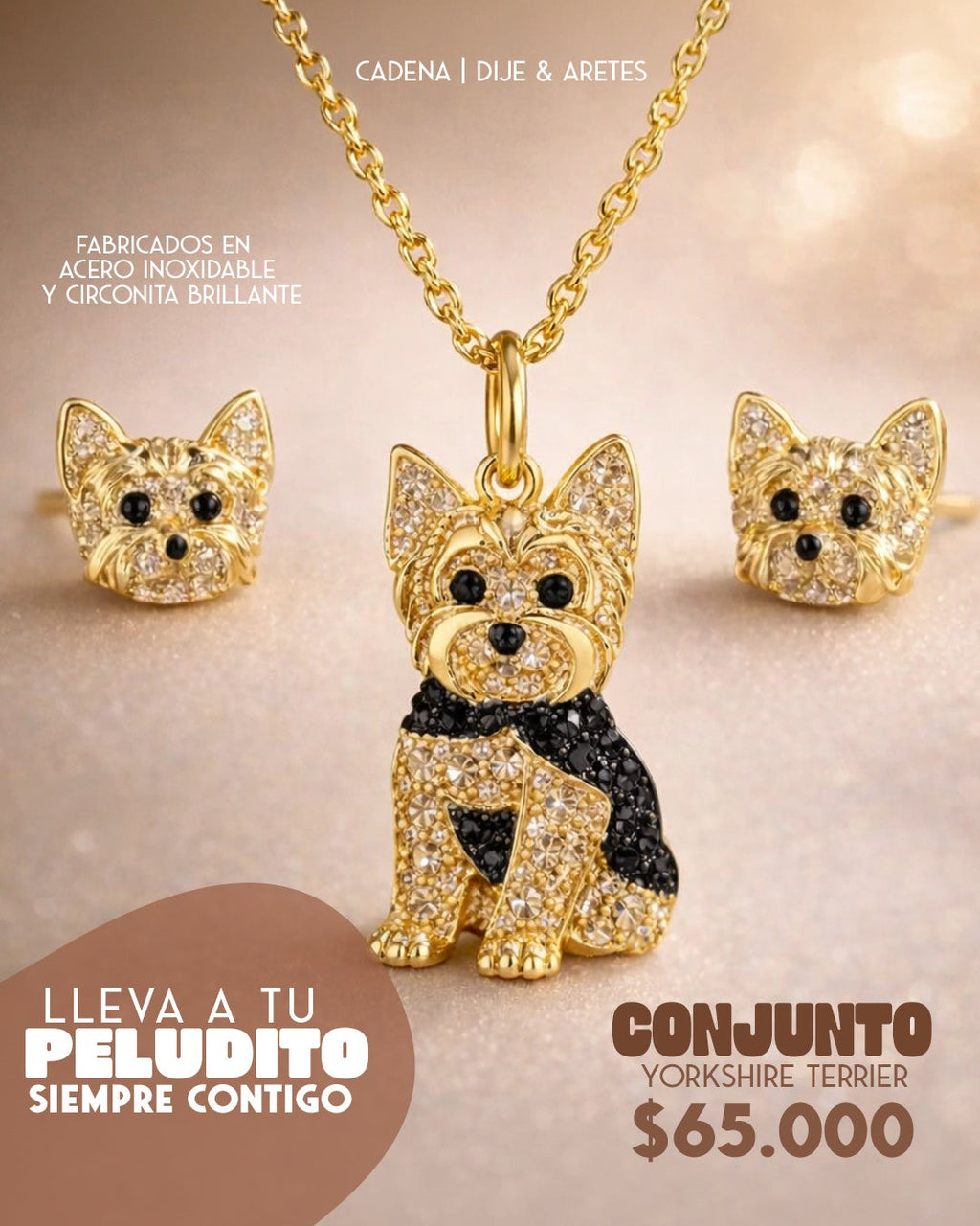 Conjunto  Yorkshire Terrier Elegancia dorada