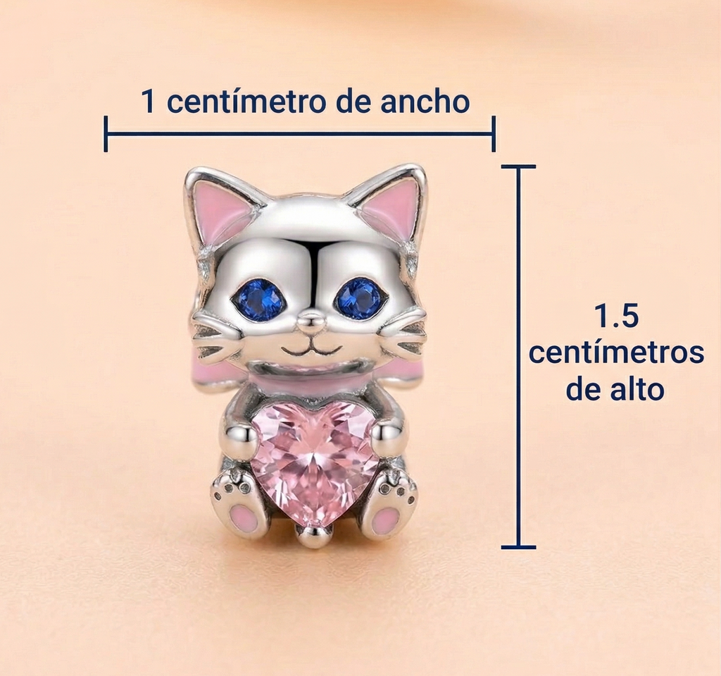 Charm Gato corazon lazo