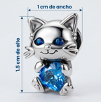 Charm Gato corazon zafiro azul