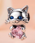 Charm Gato corazon zafiro rosa
