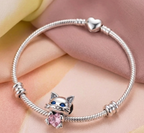 Charm Gato corazon zafiro rosa