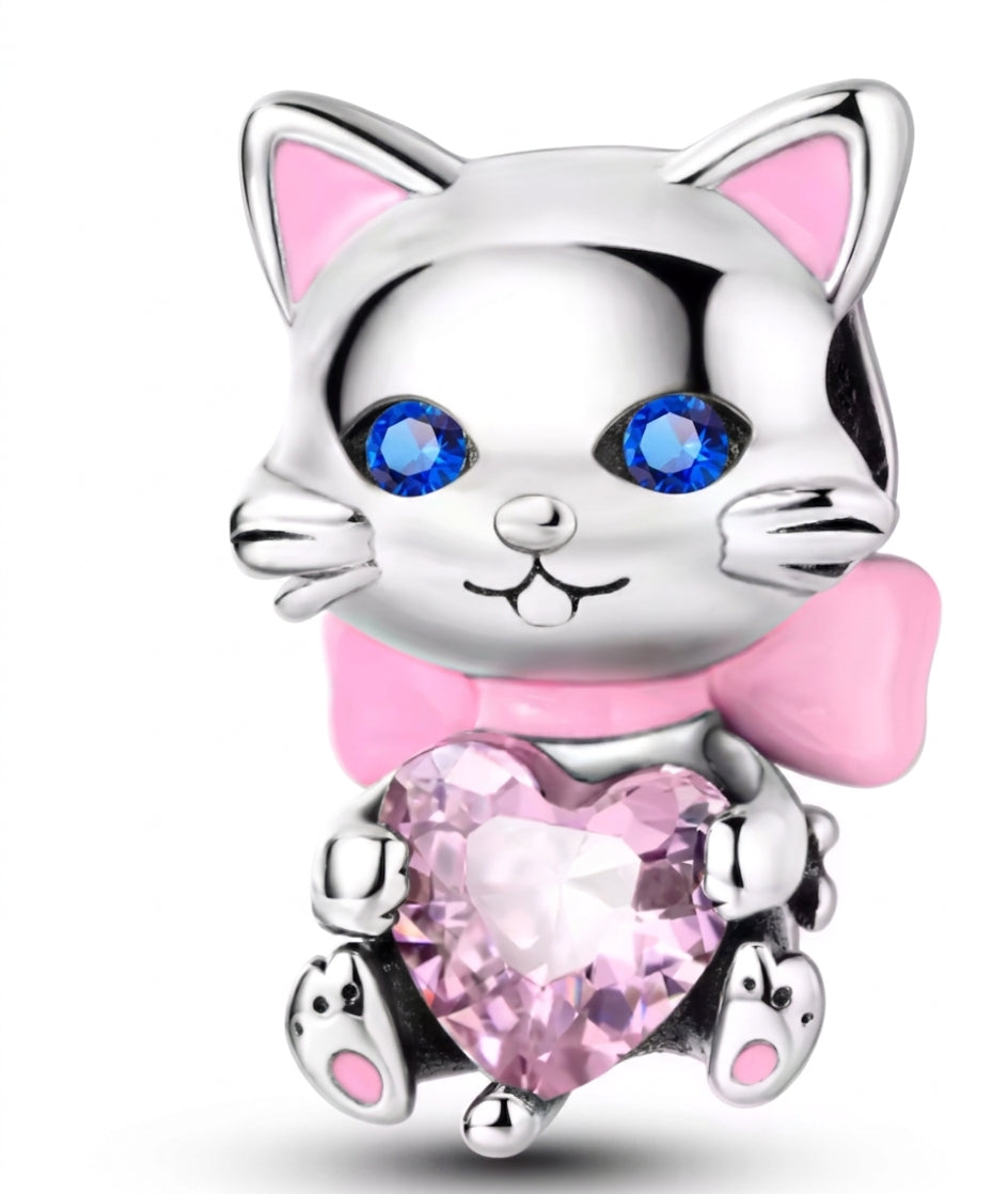 Charm Gato corazon lazo