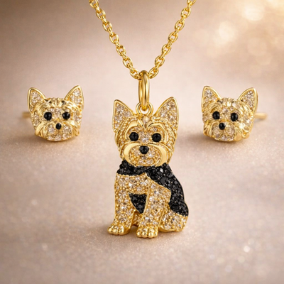 Conjunto  Yorkshire Terrier Elegancia dorada
