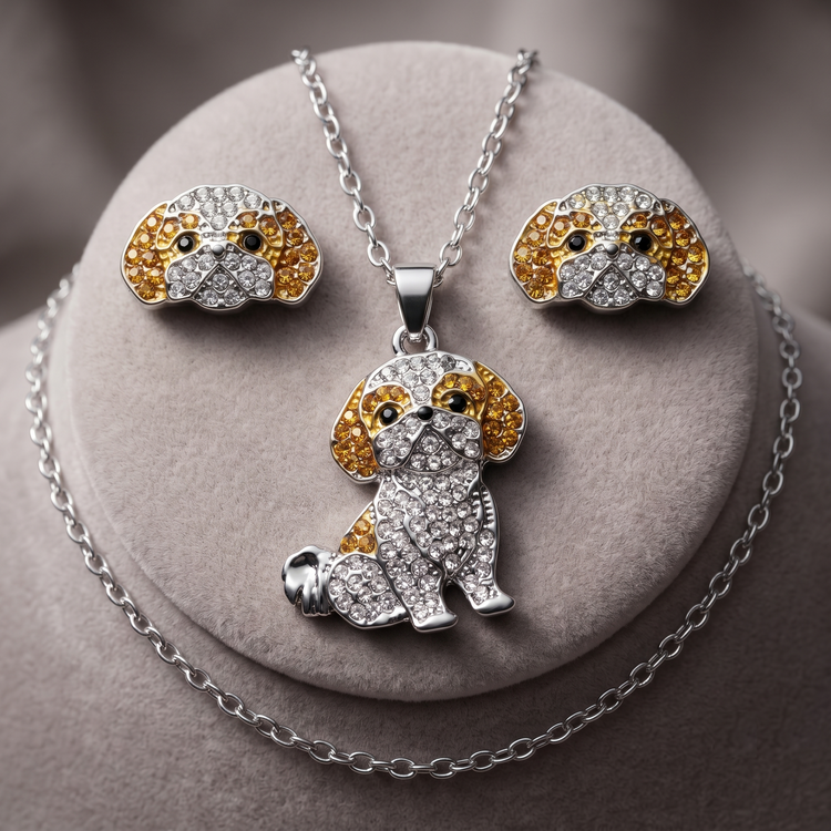 Conjunto Shih Tzu plateado con miel empaque caja de lujo✨✨