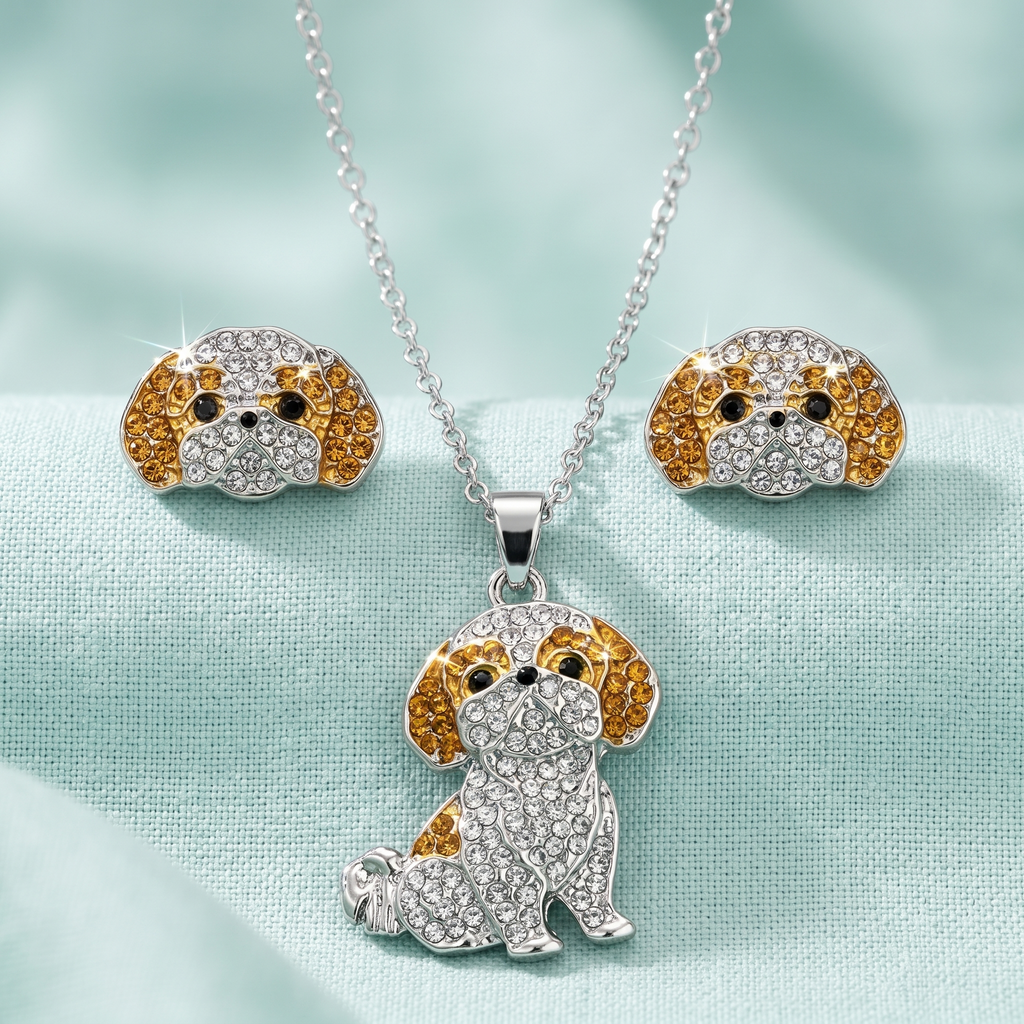 Conjunto Shih Tzu plateado con miel empaque caja de lujo✨✨