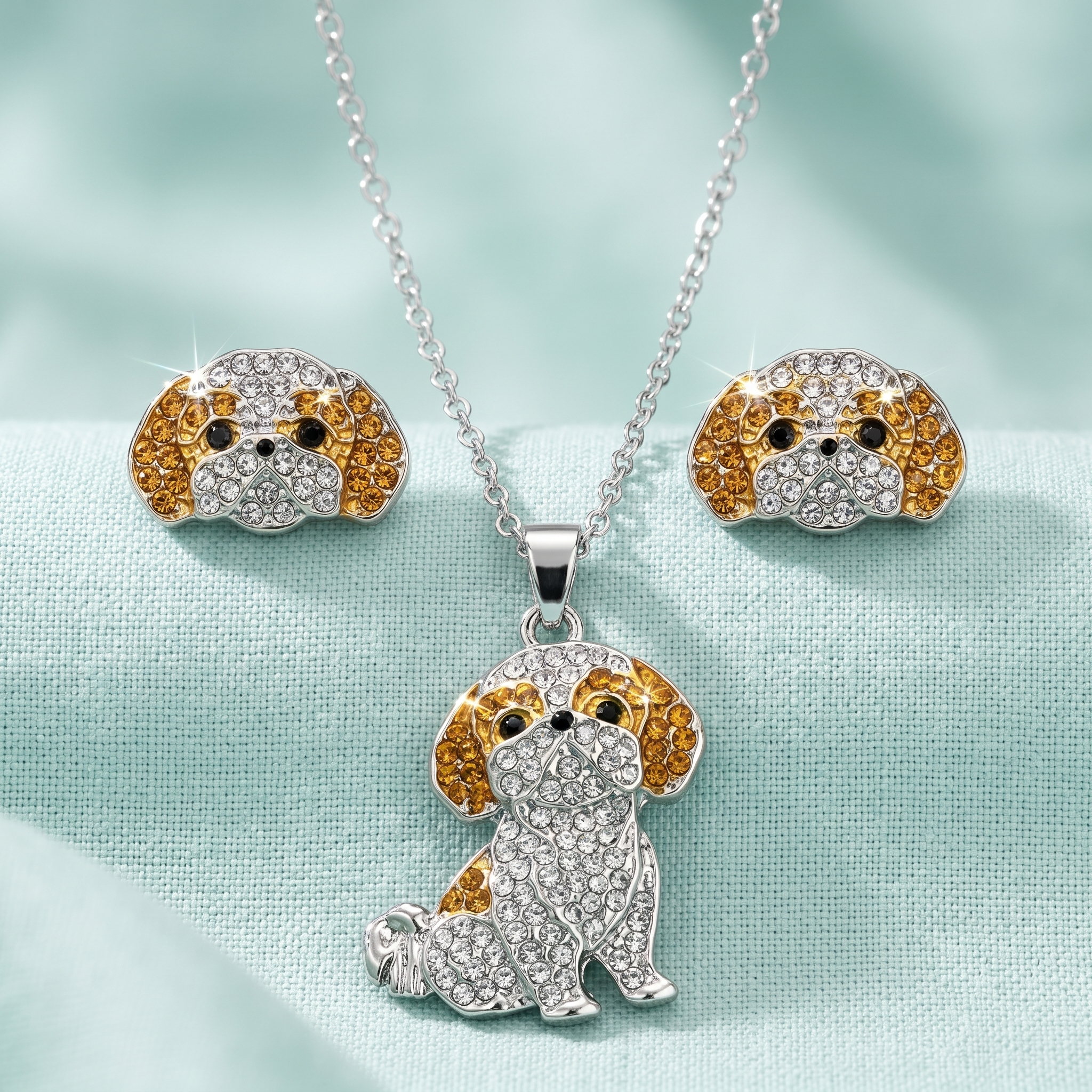 Conjunto Shih Tzu plateado con miel empaque caja de lujo✨✨