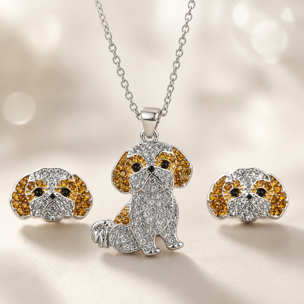 Conjunto Shih Tzu plateado con miel empaque caja de lujo✨✨