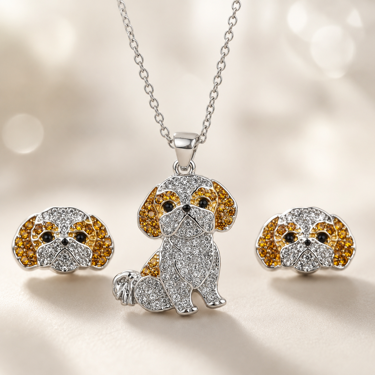 Conjunto Shih Tzu plateado con miel empaque caja de lujo✨✨