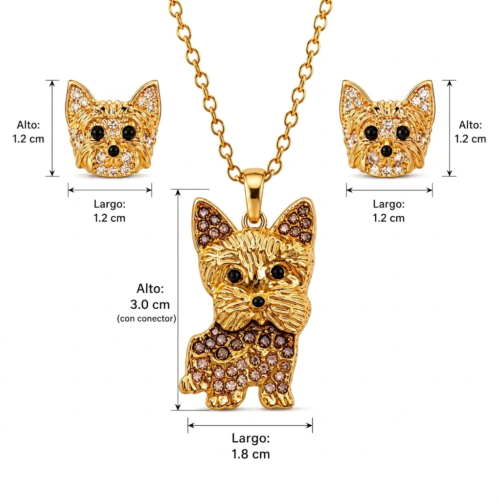 Conjunto Yorkshire Terrier Dorado con púrpura
