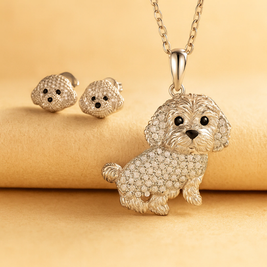 Conjunto Poodle plateado