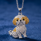 Dije + Cadena Shih Tzu plateado con miel