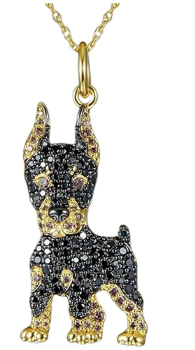 Dije + Cadena Doberman dorado