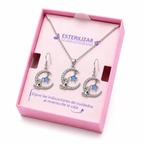 Conjunto Gato plateado media luna estrella