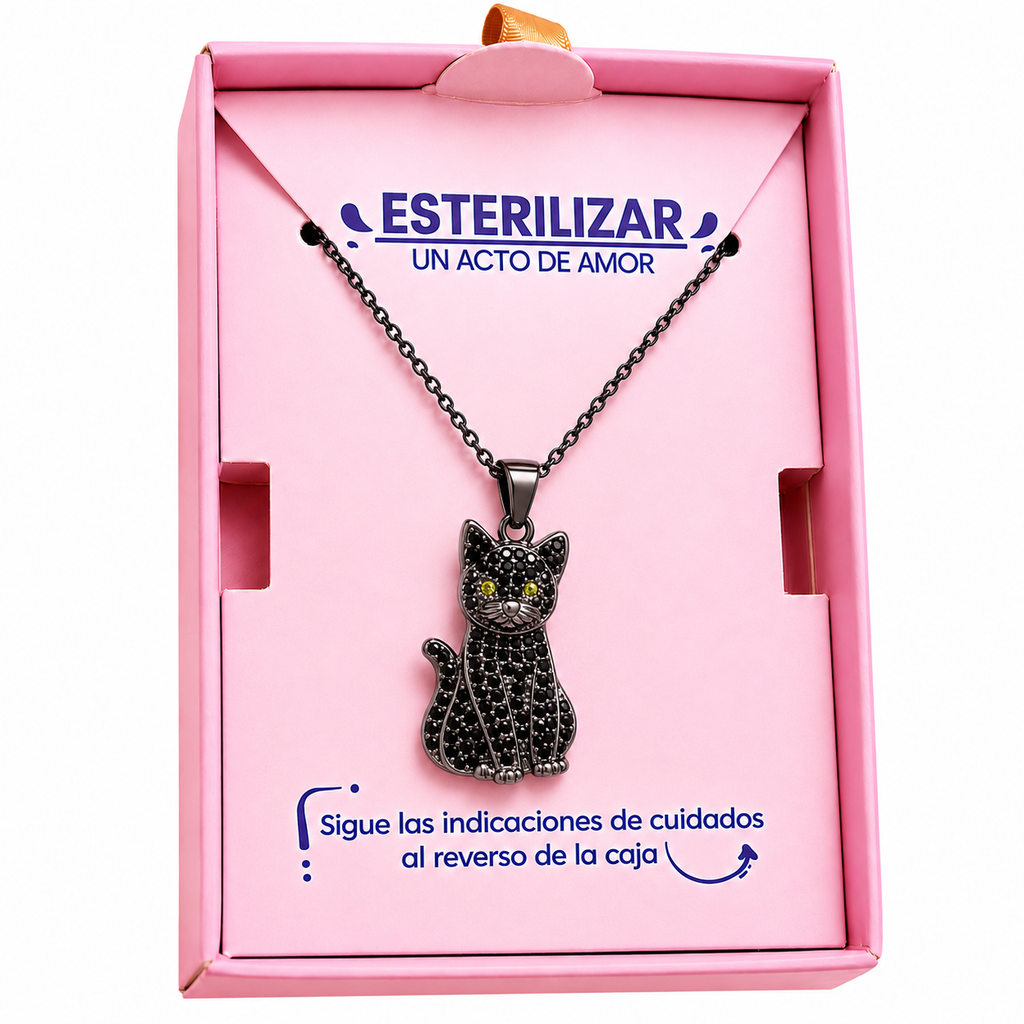 Dije + Cadena Gato negro