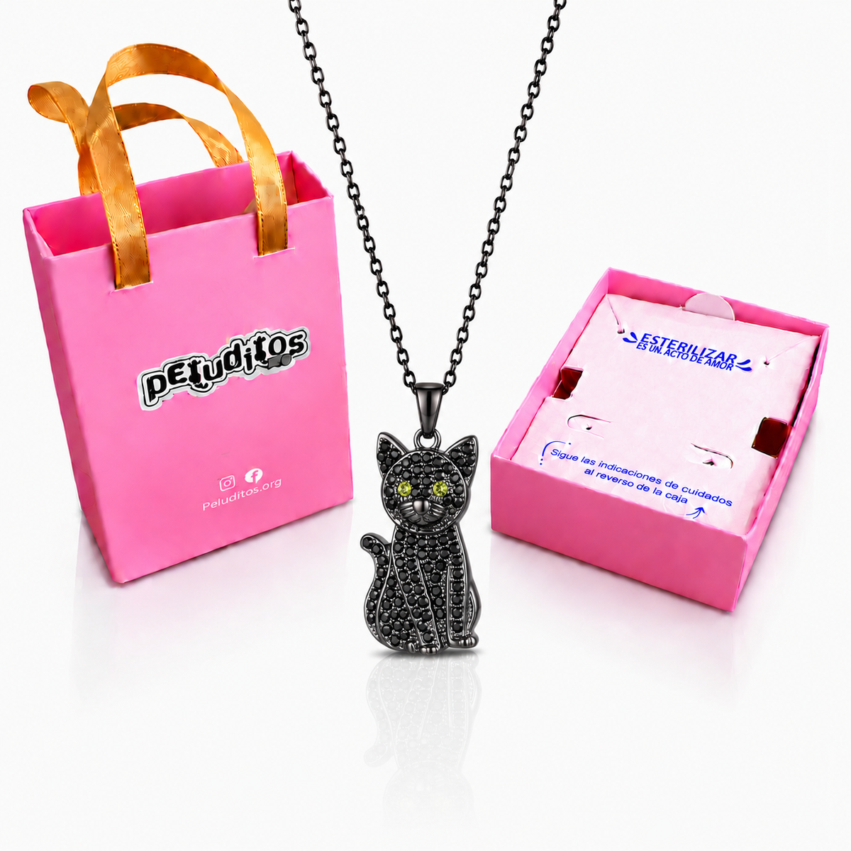 Dije + Cadena Gato negro