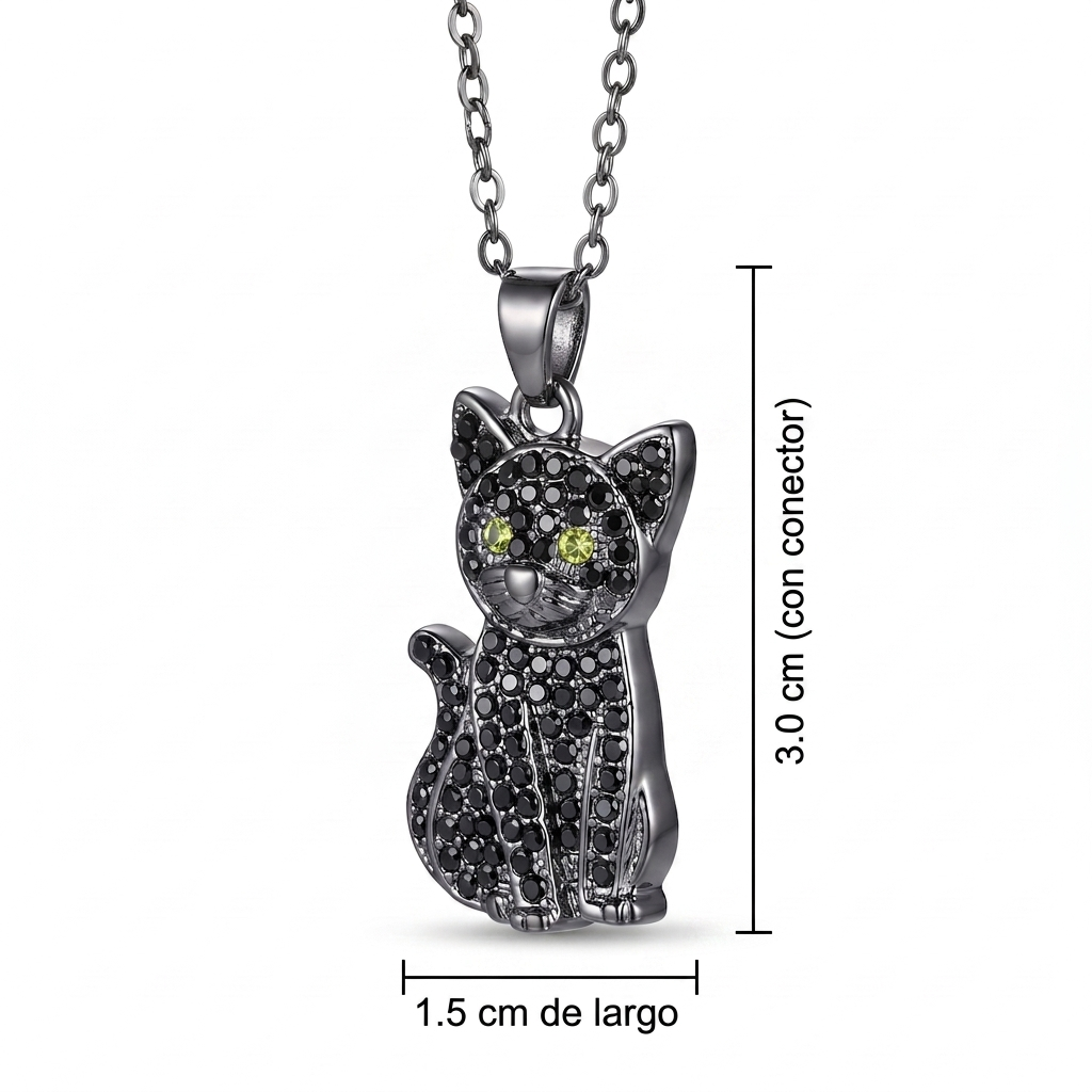 Dije + Cadena Gato negro