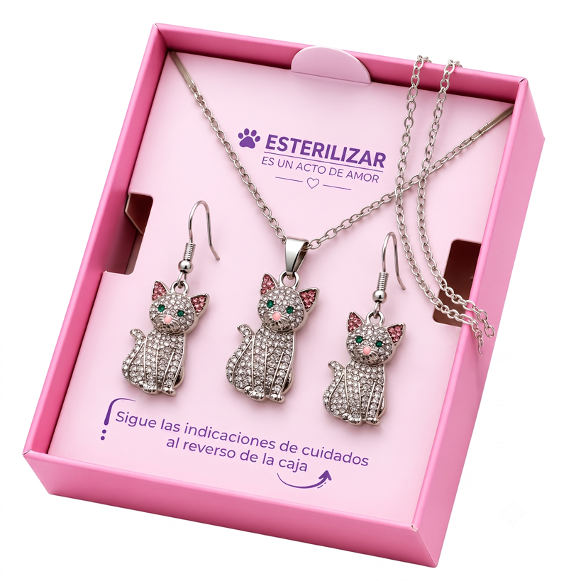 Conjunto gato plateado