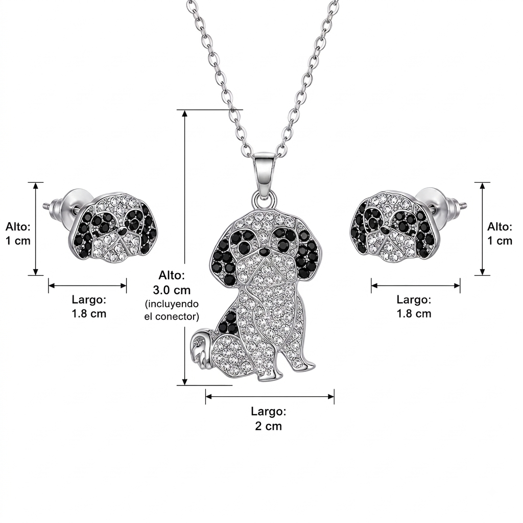 Conjunto Shih Tzu plateado con negro