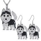 Conjunto Husky Siberiano aretes colgantes