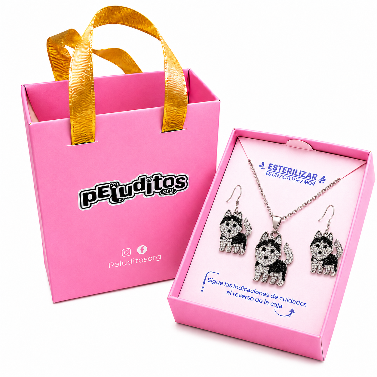 Conjunto Husky Siberiano aretes colgantes