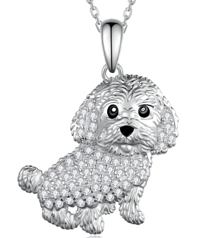 Dije + Cadena Poodle plateado