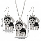 Conjunto Husky Siberiano aretes colgantes