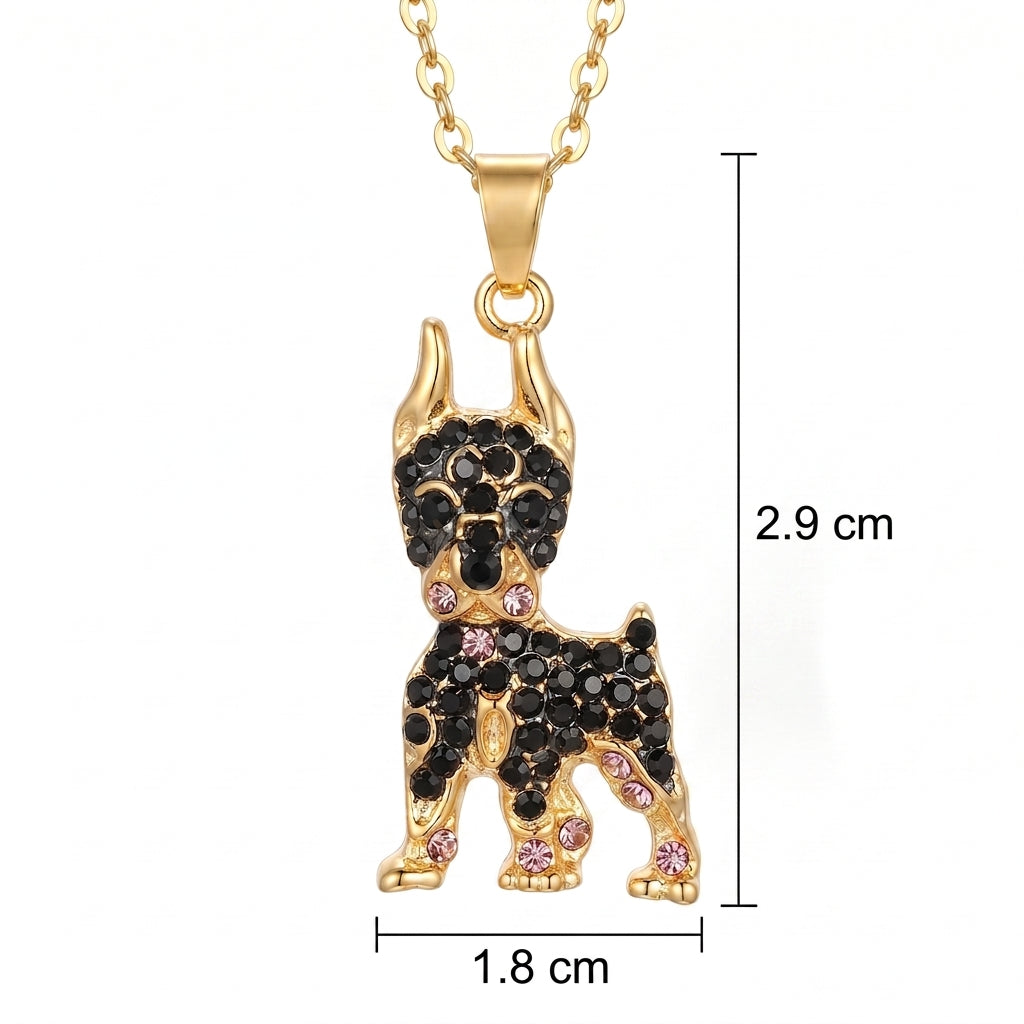 Dije + Cadena Doberman dorado