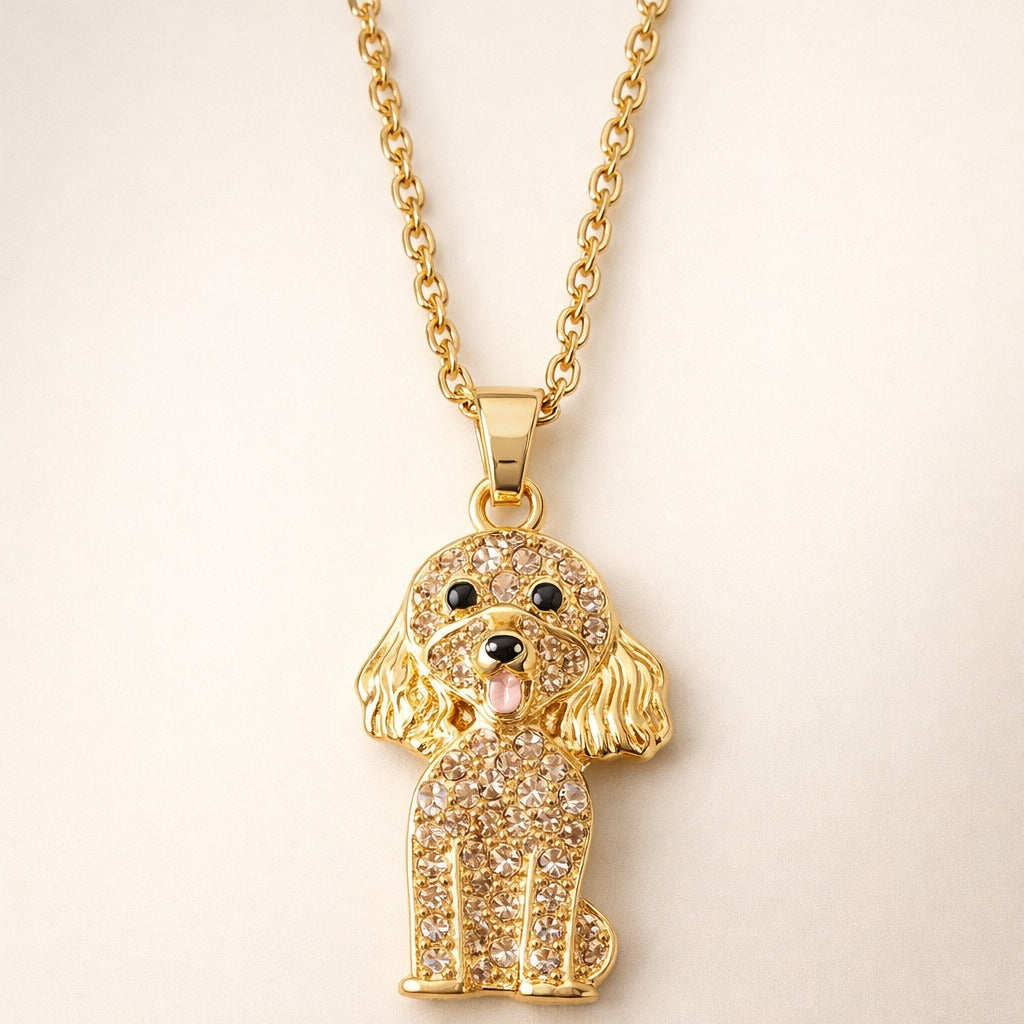 Dije + Cadena Poodle dorado