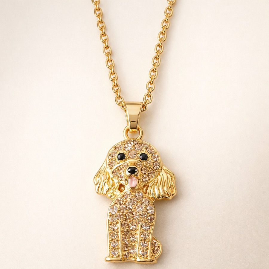 Dije + Cadena Poodle dorado