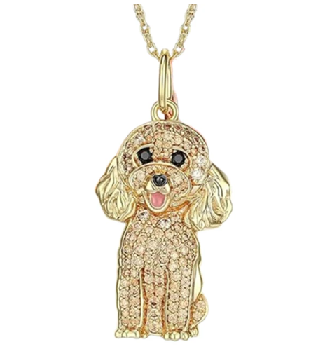 Dije + Cadena Poodle dorado