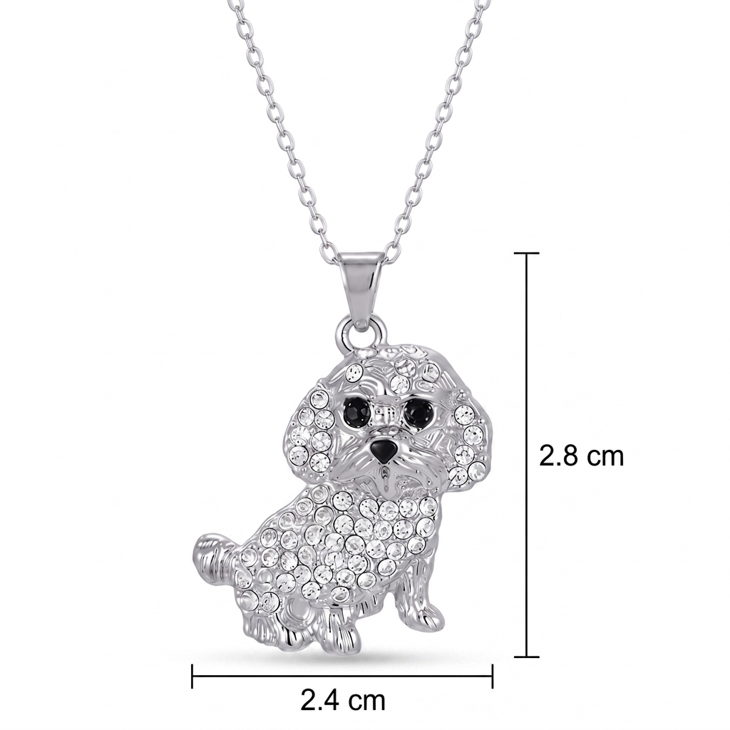 Dije + Cadena Poodle plateado