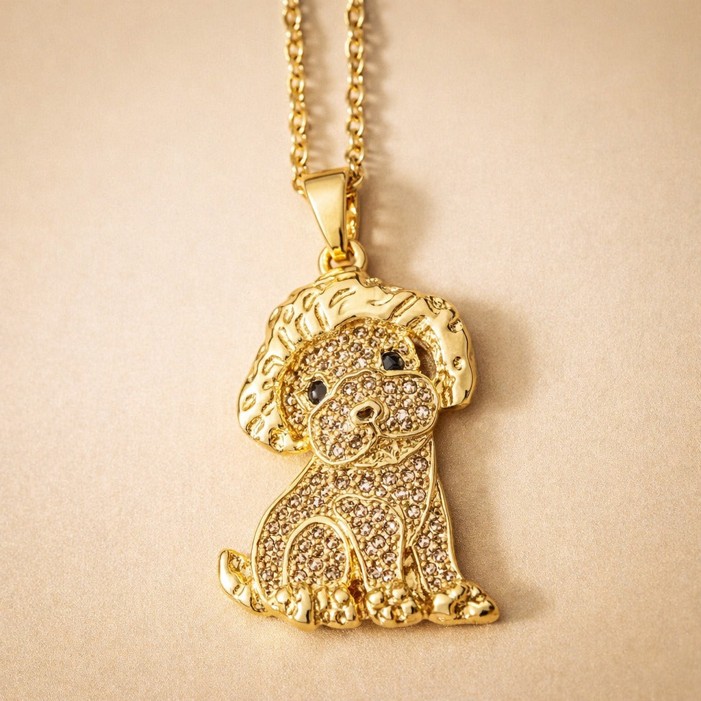 Dije + Cadena Poodle toy dorado