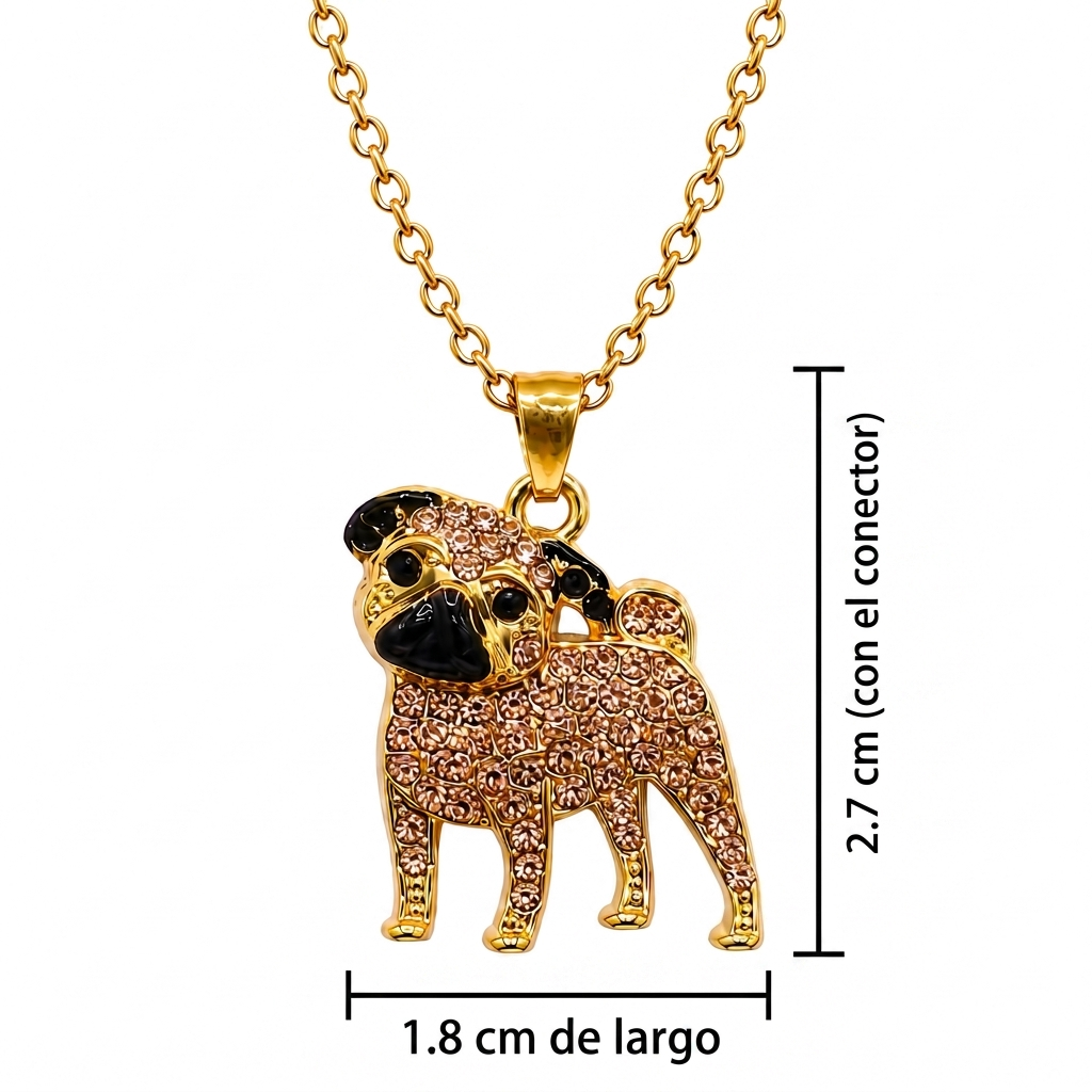 Dije + Cadena Pug Dorado