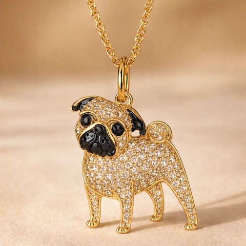 Dije + Cadena Pug Dorado