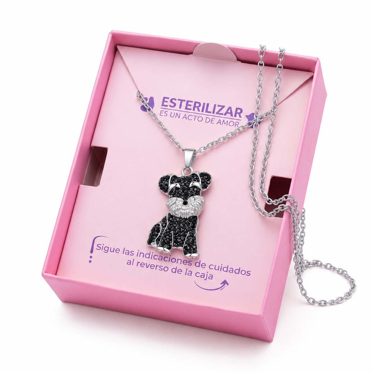 Dije + Cadena Schnauzer Glamour Negro