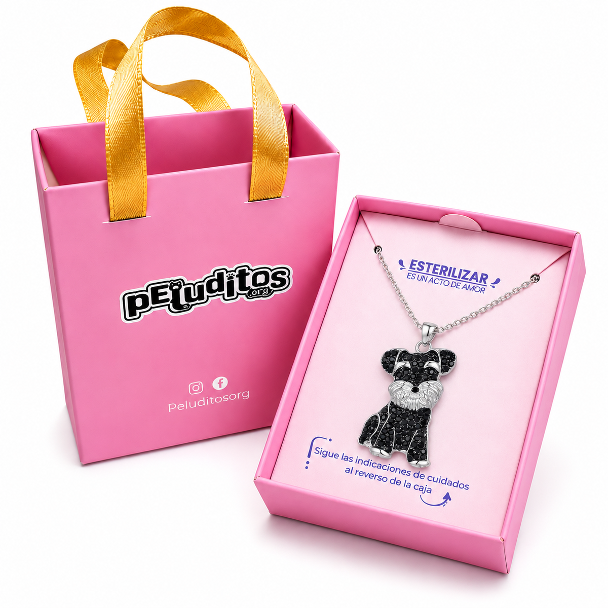 Dije + Cadena Schnauzer Glamour Negro