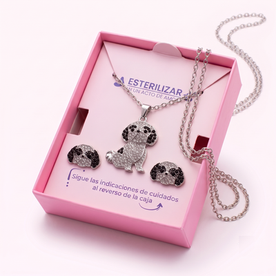 Conjunto Shih Tzu plateado con negro