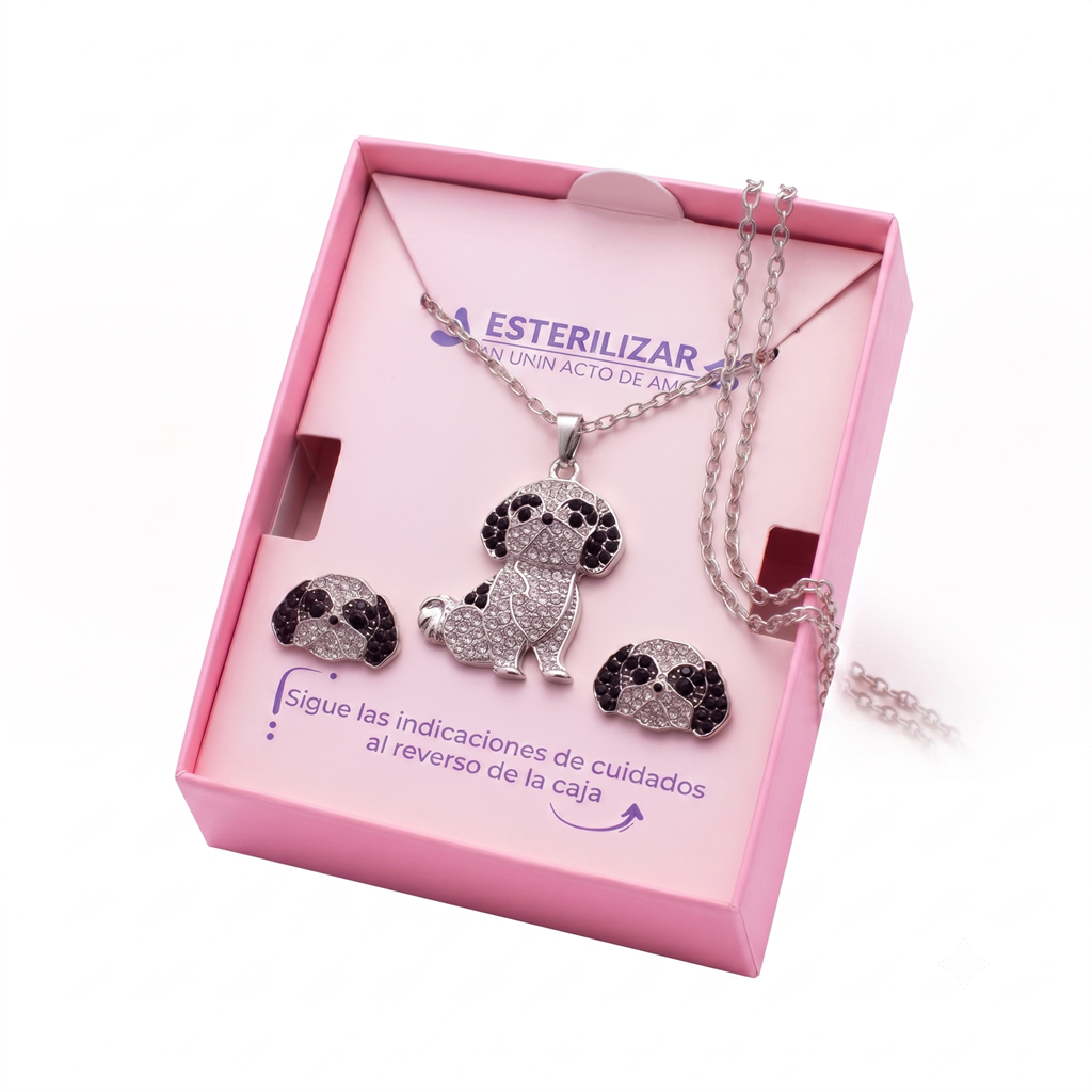 Conjunto Shih Tzu plateado con negro