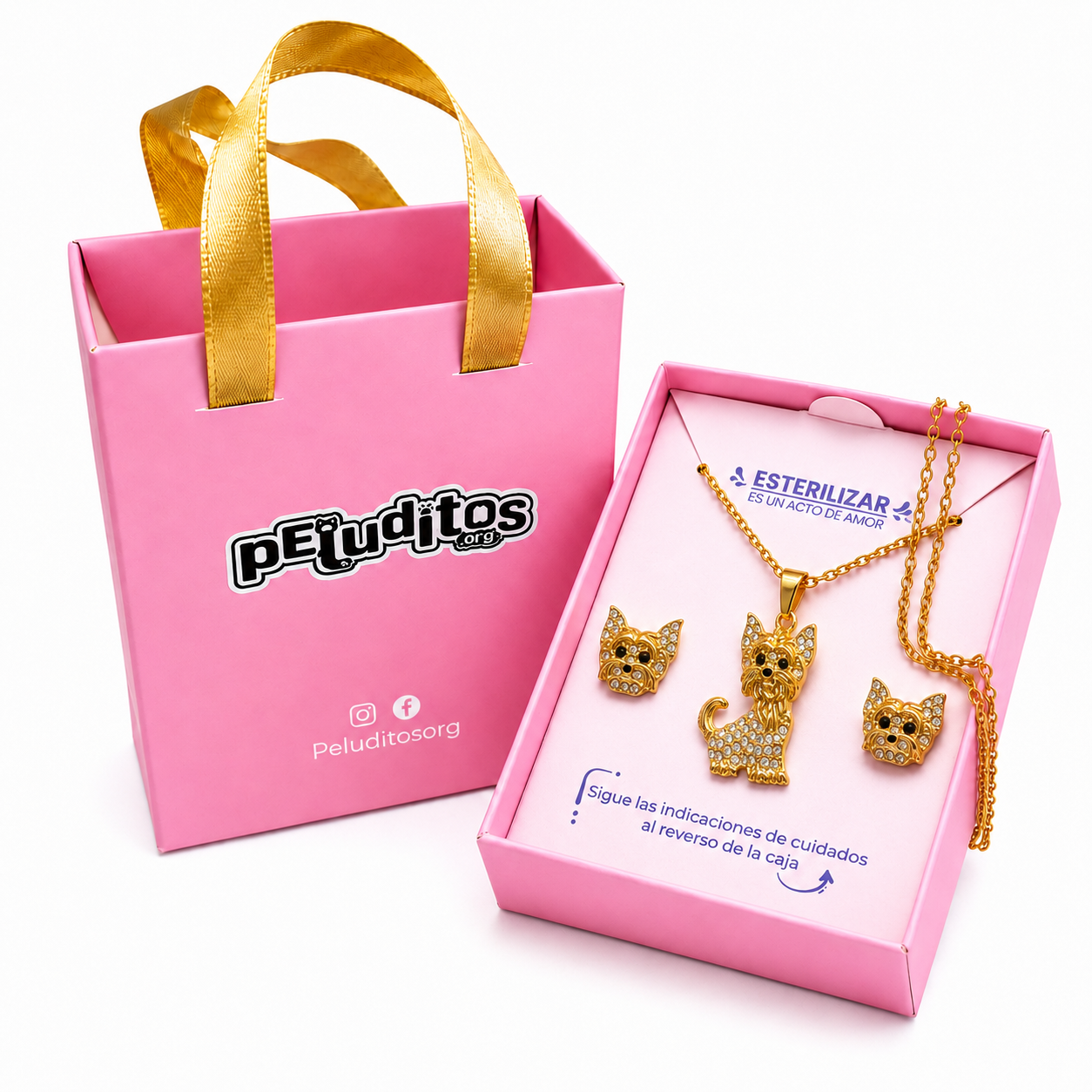 Conjunto Yorkie dorado moño