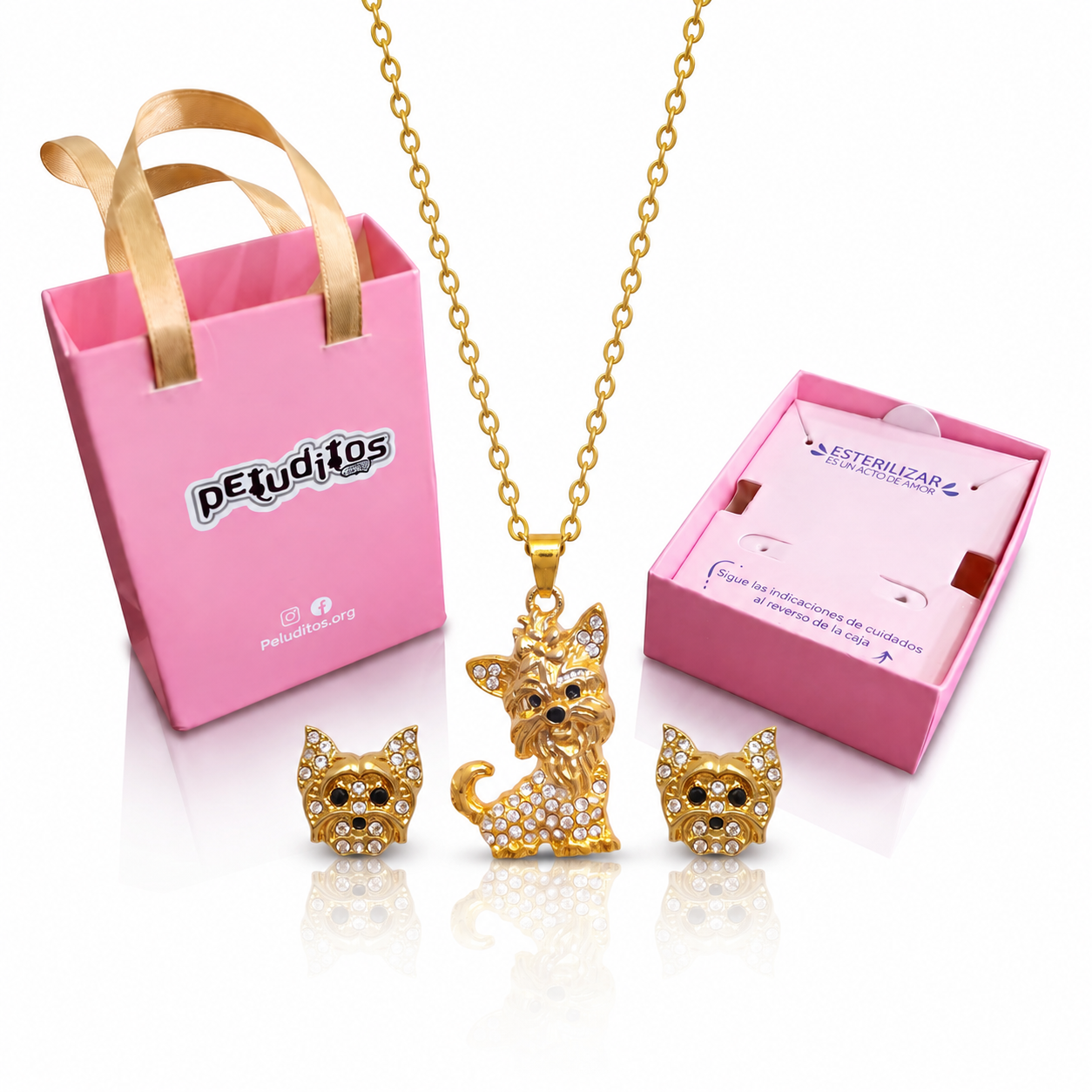 Conjunto Yorkie dorado moño