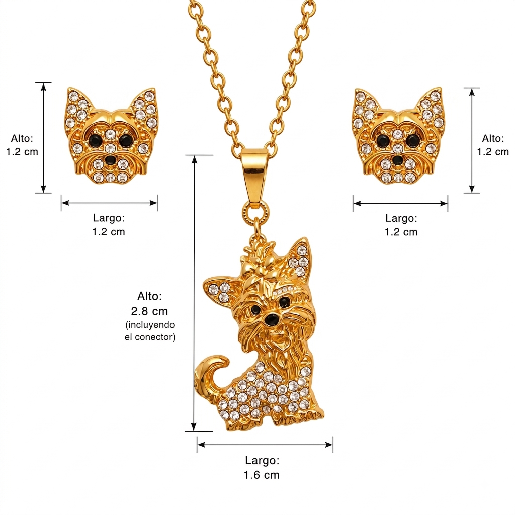 Conjunto Yorkie dorado moño
