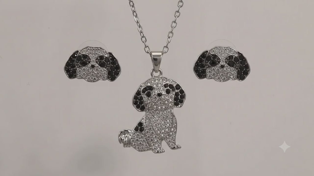 Conjunto Shih Tzu plateado con negro